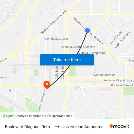 Boulevard Diagonal Reforma, 1960_D to Universidad Autónoma De Coahuila map