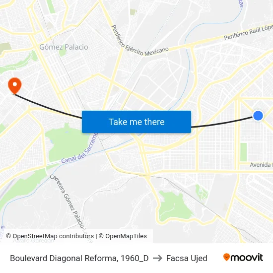 Boulevard Diagonal Reforma, 1960_D to Facsa Ujed map