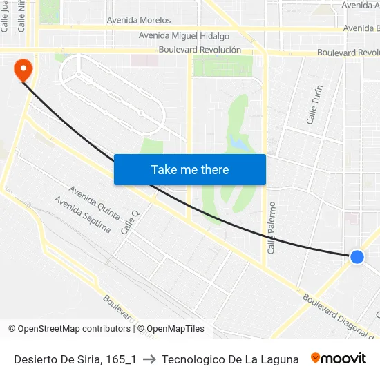 Desierto De Siria, 165_1 to Tecnologico De La Laguna map