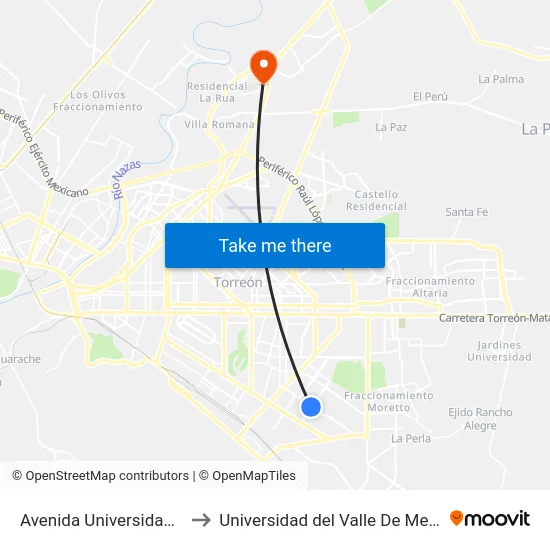 Avenida Universidad, 550_28 to Universidad del Valle De Mexico (UVM) map