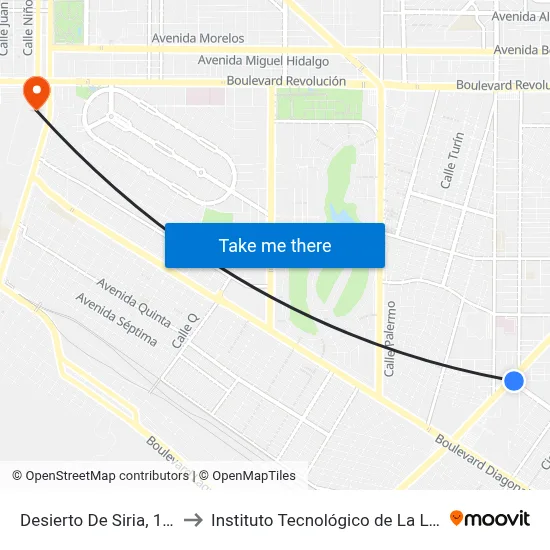 Desierto De Siria, 165_1 to Instituto Tecnológico de La Laguna map