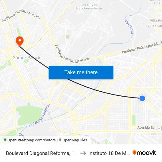 Boulevard Diagonal Reforma, 1960_D to Instituto 18 De Marzo map