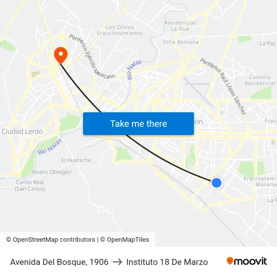 Avenida Del Bosque, 1906 to Instituto 18 De Marzo map