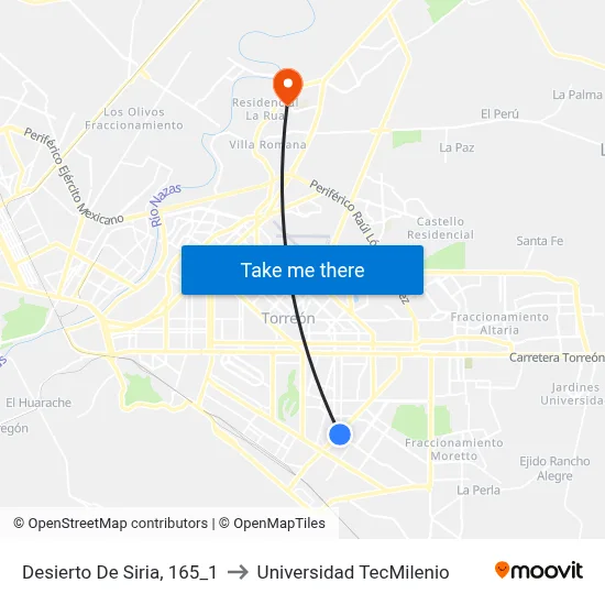 Desierto De Siria, 165_1 to Universidad TecMilenio map
