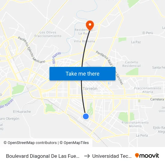 Boulevard Diagonal De Las Fuentes, 1003_1 to Universidad TecMilenio map