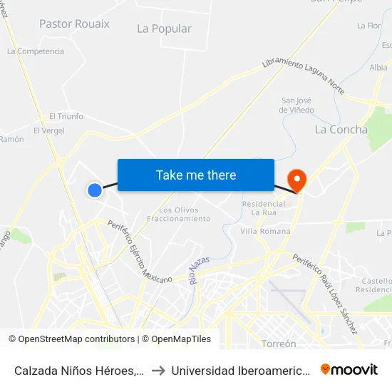 Calzada Niños Héroes, 11 to Universidad Iberoamericana map