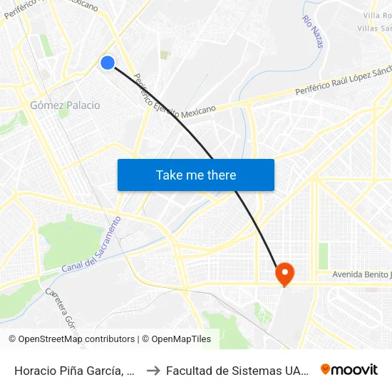 Horacio Piña García, 515 to Facultad de Sistemas UAdeC map