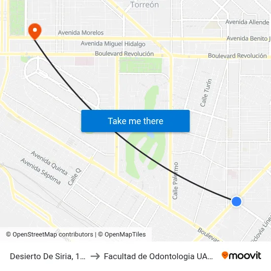 Desierto De Siria, 165_1 to Facultad de Odontologia UAdeC UT map