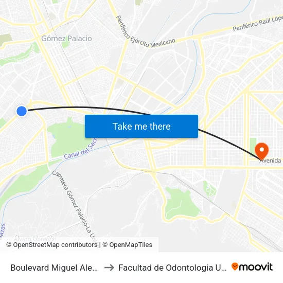 Boulevard Miguel Alemán, 54 to Facultad de Odontologia UAdeC UT map