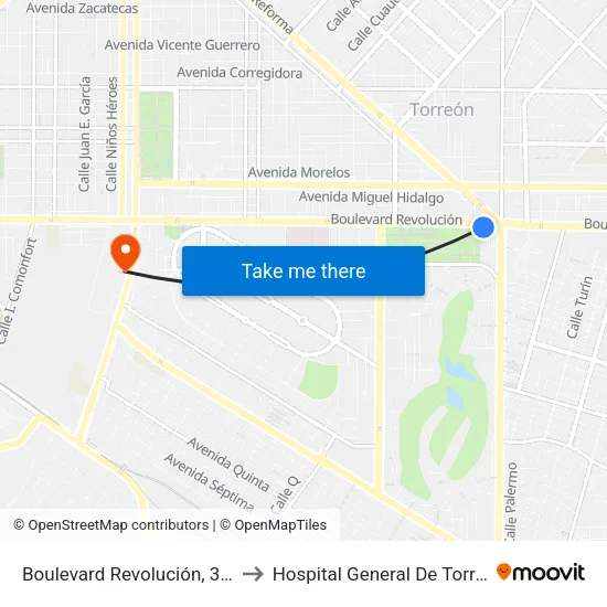 Boulevard Revolución, 3951 to Hospital General De Torreon map