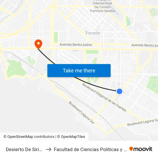 Desierto De Siria, 165_1 to Facultad de Ciencias Políticas y Sociales UAC map