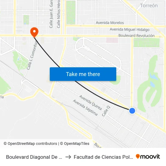 Boulevard Diagonal De Las Fuentes, 1003_1 to Facultad de Ciencias Políticas y Sociales UAC map