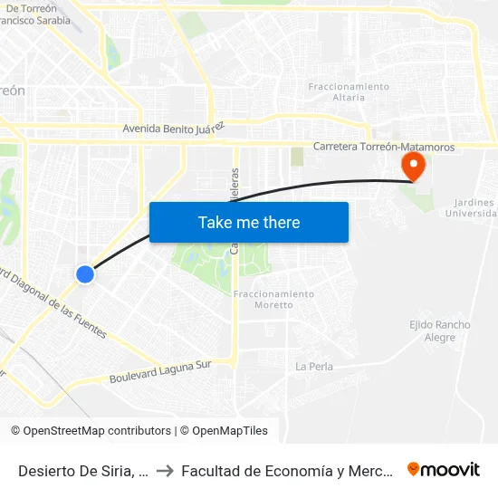 Desierto De Siria, 165_1 to Facultad de Economía y Mercadotecnia map