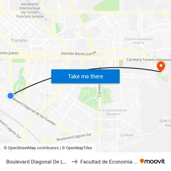 Boulevard Diagonal De Las Fuentes, 1003_1 to Facultad de Economía y Mercadotecnia map