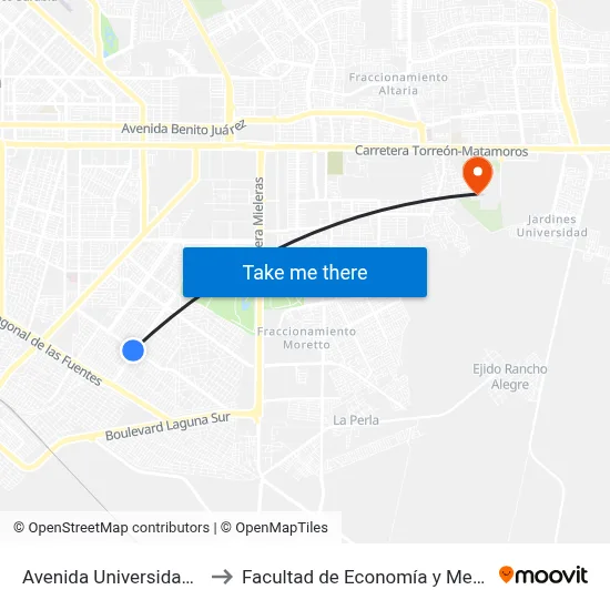 Avenida Universidad, 550_28 to Facultad de Economía y Mercadotecnia map