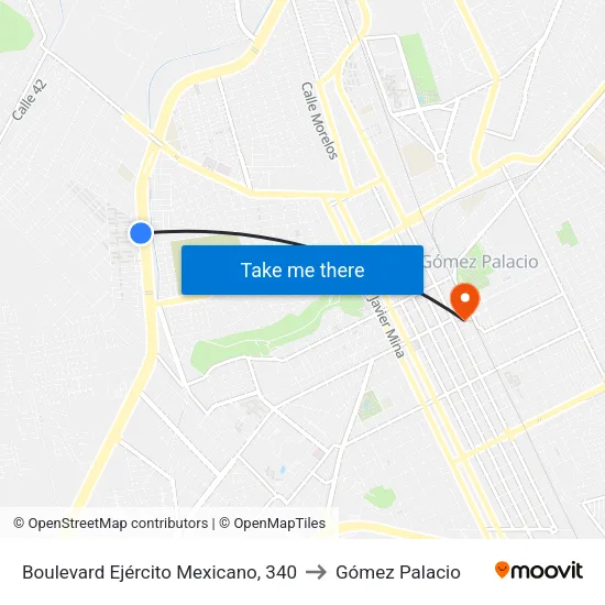 Boulevard Ejército Mexicano, 340 to Gómez Palacio map