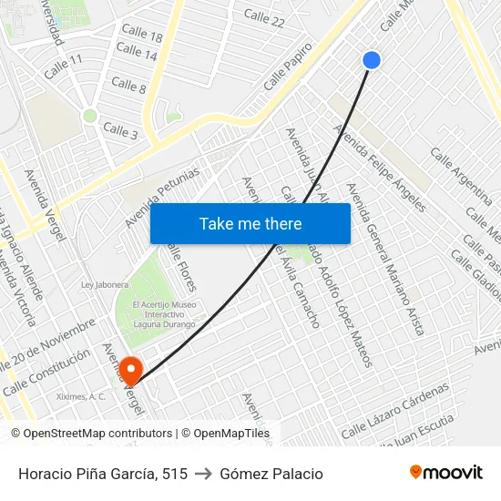 Horacio Piña García, 515 to Gómez Palacio map