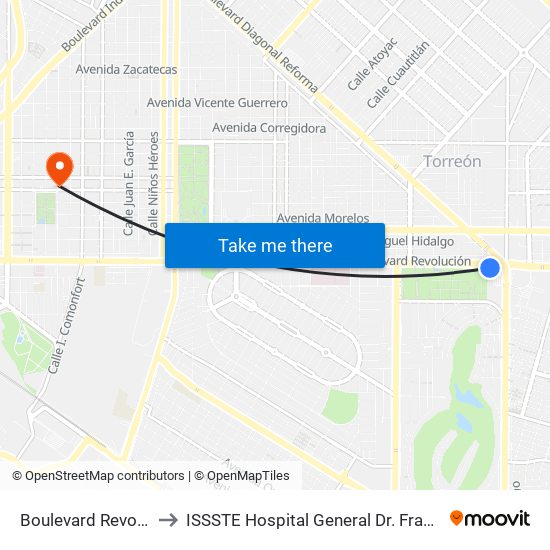 Boulevard Revolución, 3951 to ISSSTE Hospital General Dr. Francisco Galindo Chávez map