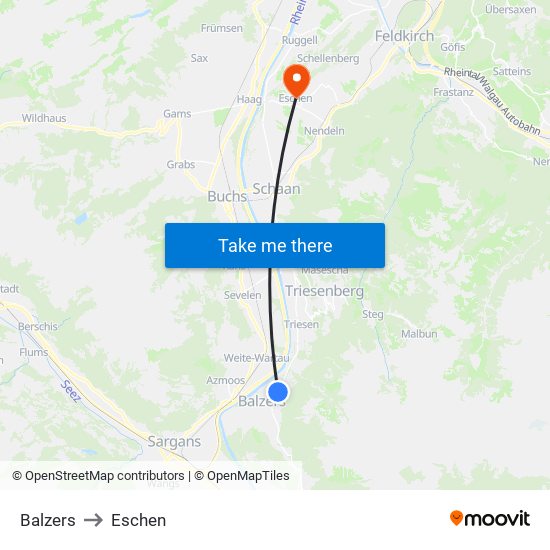 Balzers to Eschen map