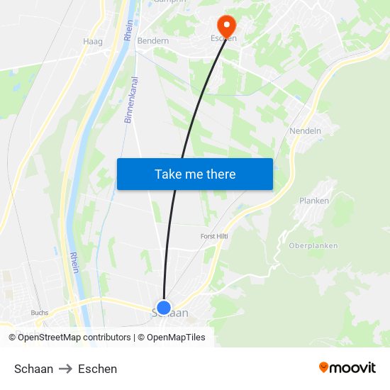 Schaan to Eschen map