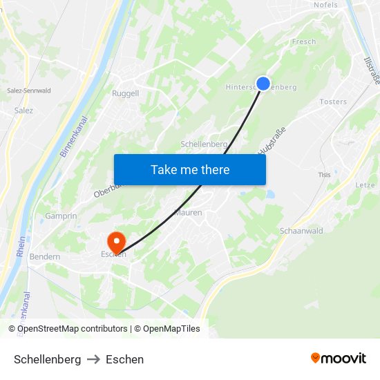 Schellenberg to Eschen map