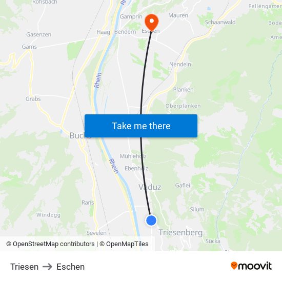 Triesen to Eschen map