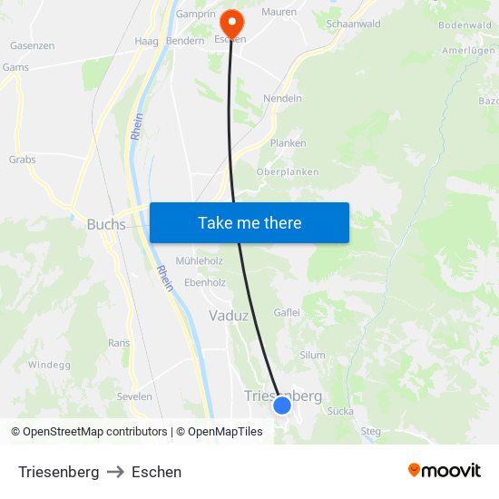 Triesenberg to Eschen map