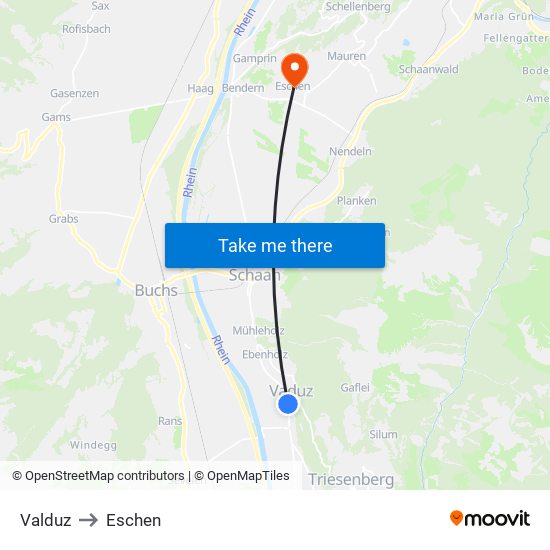 Valduz to Eschen map