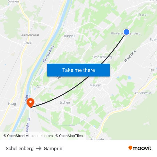 Schellenberg to Gamprin map