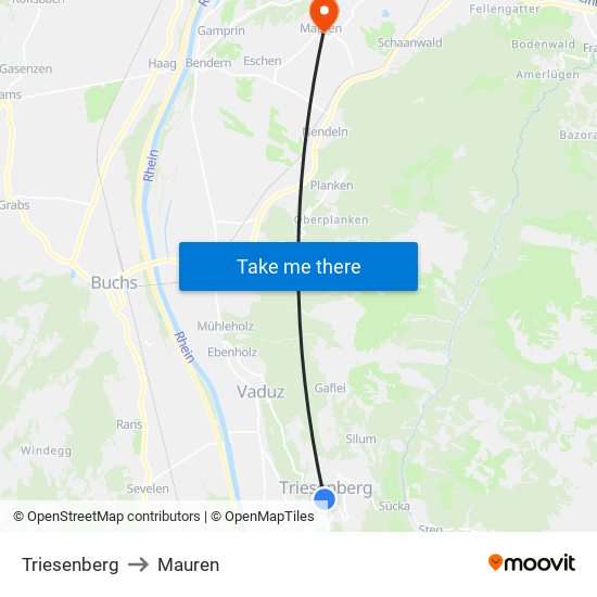 Triesenberg to Mauren map