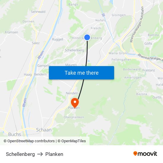 Schellenberg to Planken map