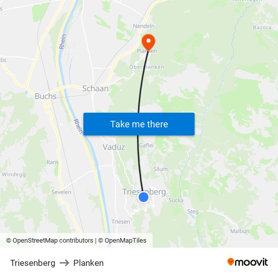 Triesenberg to Planken map