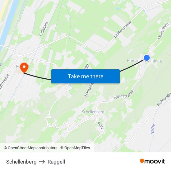 Schellenberg to Ruggell map