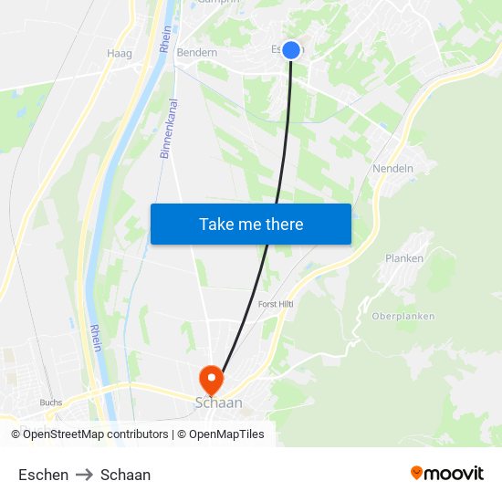 Eschen to Schaan map