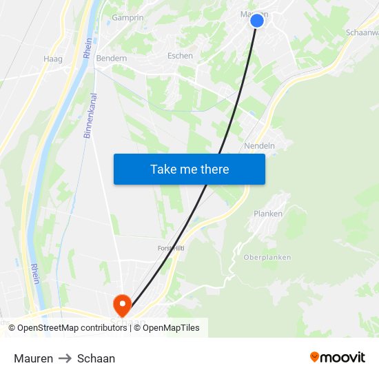 Mauren to Schaan map