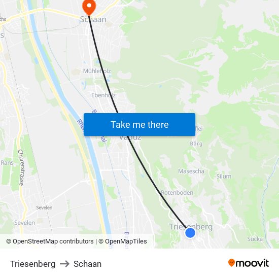 Triesenberg to Schaan map