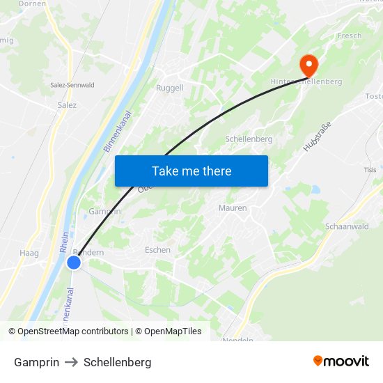 Gamprin to Schellenberg map