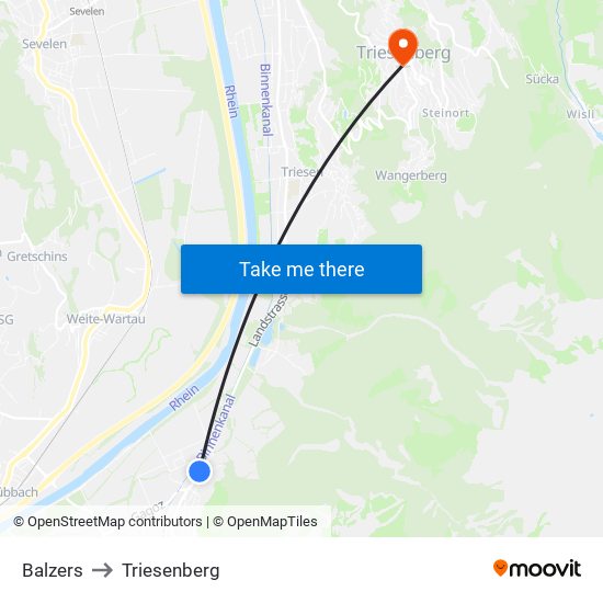 Balzers to Triesenberg map