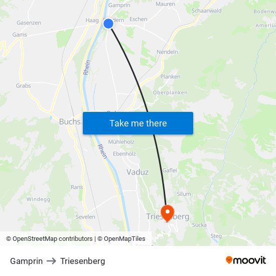Gamprin to Triesenberg map