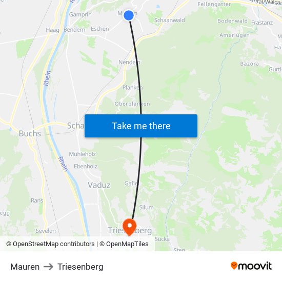 Mauren to Triesenberg map