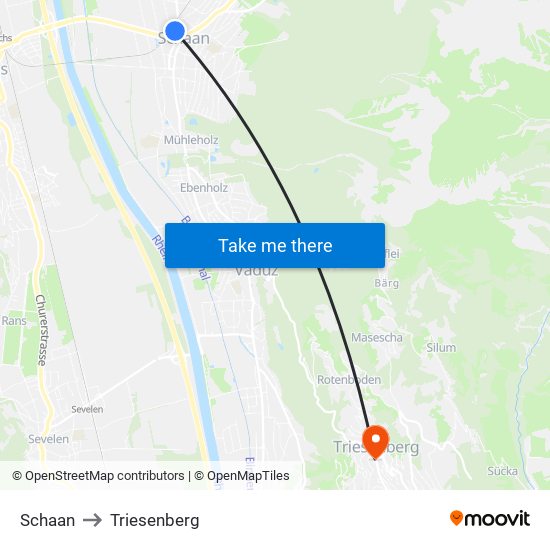 Schaan to Triesenberg map