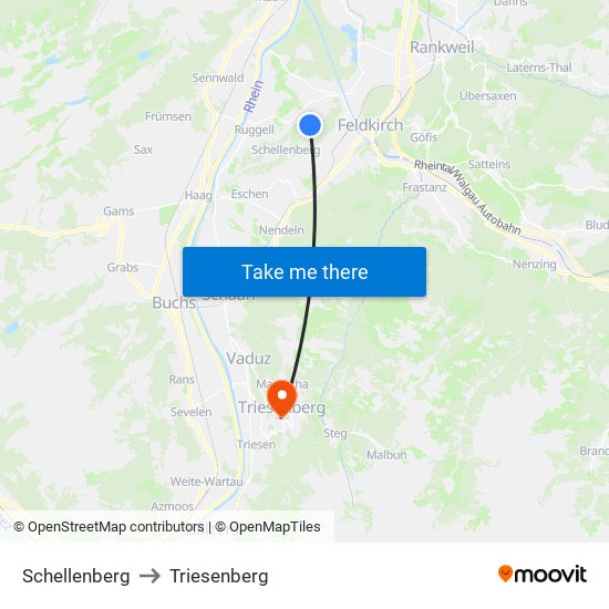Schellenberg to Triesenberg map