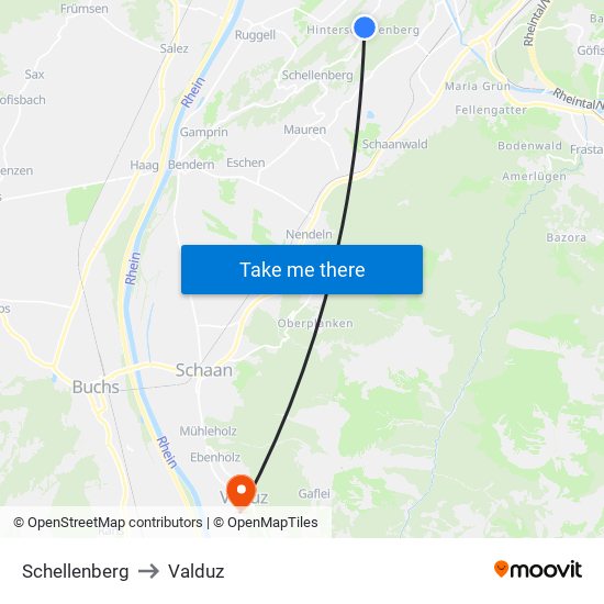 Schellenberg to Valduz map