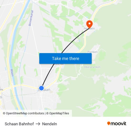 Schaan Bahnhof to Nendeln map