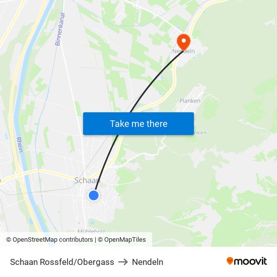 Schaan Rossfeld/Obergass to Nendeln map