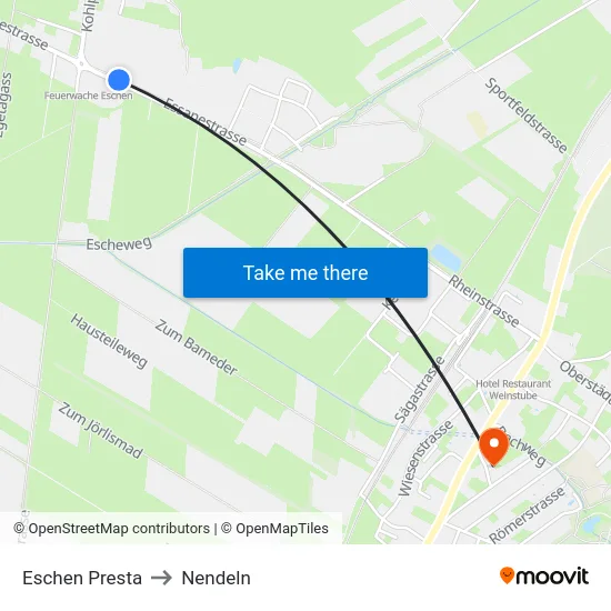 Eschen Presta to Nendeln map