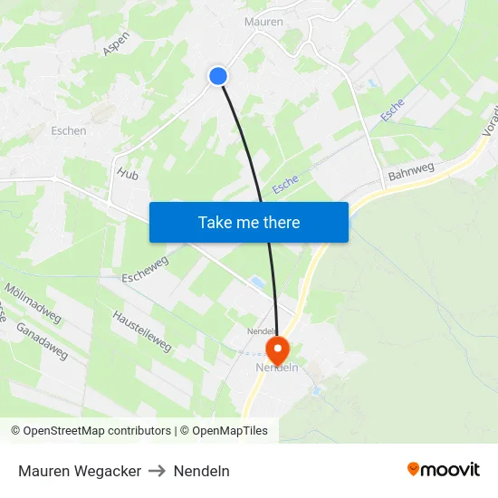 Mauren Wegacker to Nendeln map