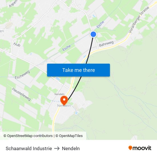 Schaanwald Industrie to Nendeln map