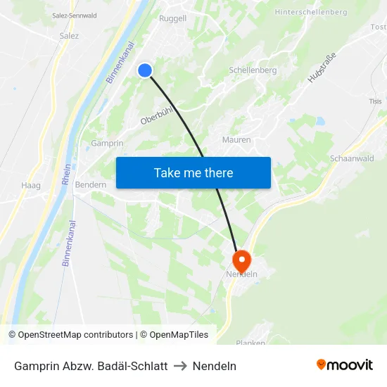 Gamprin Abzw. Badäl-Schlatt to Nendeln map