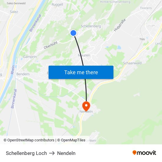 Schellenberg Loch to Nendeln map